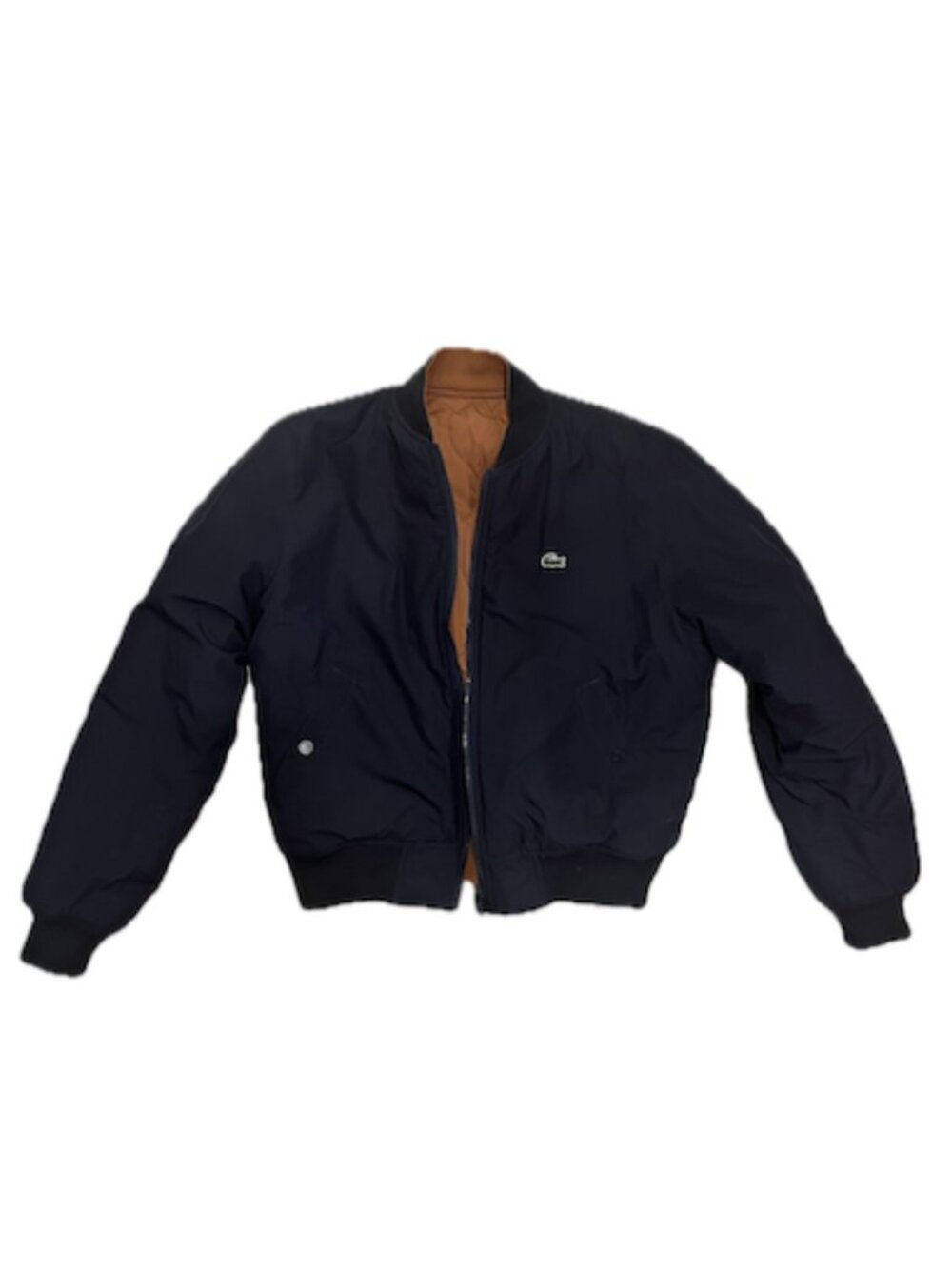 Lacoste Men's Blue Reversible Quilted Taffeta Bomber Jacket (Size M)